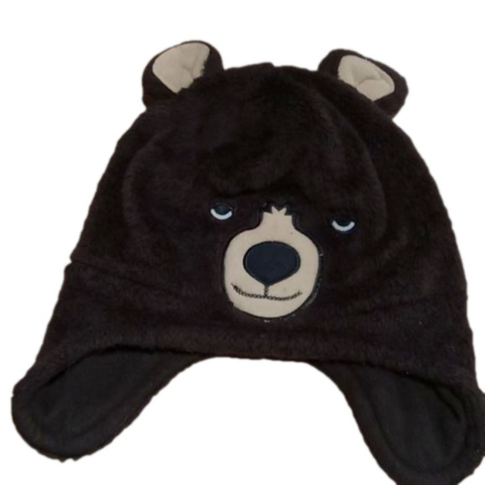 ( 359 ) LANDS END BROWN BEAR WINTER HAT / BEENIE FOR A CHILD SIZE SMALL